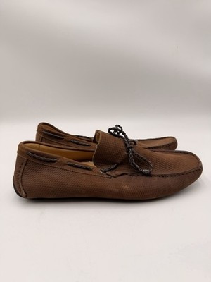 Men s Saks Fifth Avenue perforated Brown suede driving loafers Size 10M