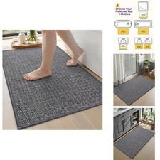 DEXI Bathroom Rug Non Slip Washable, 36x24 Ultra Thin Bath Mat, Dark Grey