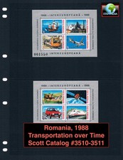 $5.00 Scott Value  - 1988 ROMANIA Transportation 2 s/s Car Plane CV MNH NH UMM