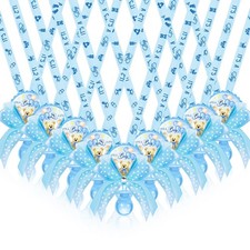 60 Pcs Baby Shower Pacifier Necklace Cute Bear for Guests, Blue