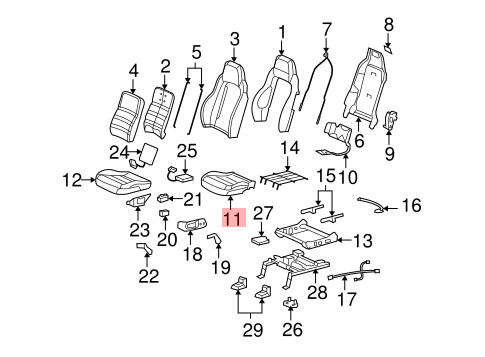 05-11 CHEVROLET CORVETTE C6 FRONT RIGHT BOTTOM LOWER SEAT CUSHION LEATHER OEM