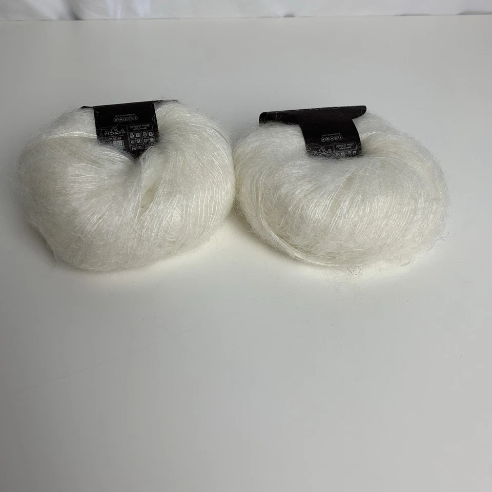 Lote de 2 madejas Rowan Kidsilk Haze #612 seda mohair blanca 25 g 229 yardas nuevas sin etiquetas artesanales Foto 3 de 4