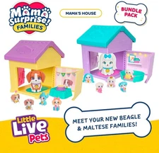 Little Live Pets Dog House Playset Bundle, Mama Surprise Beagle & Maltese
