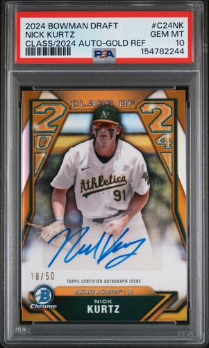 Nick Kurtz [Gold Refractor] #C24-NK 2024 Bowman Draft Class of 2024 Autograph card