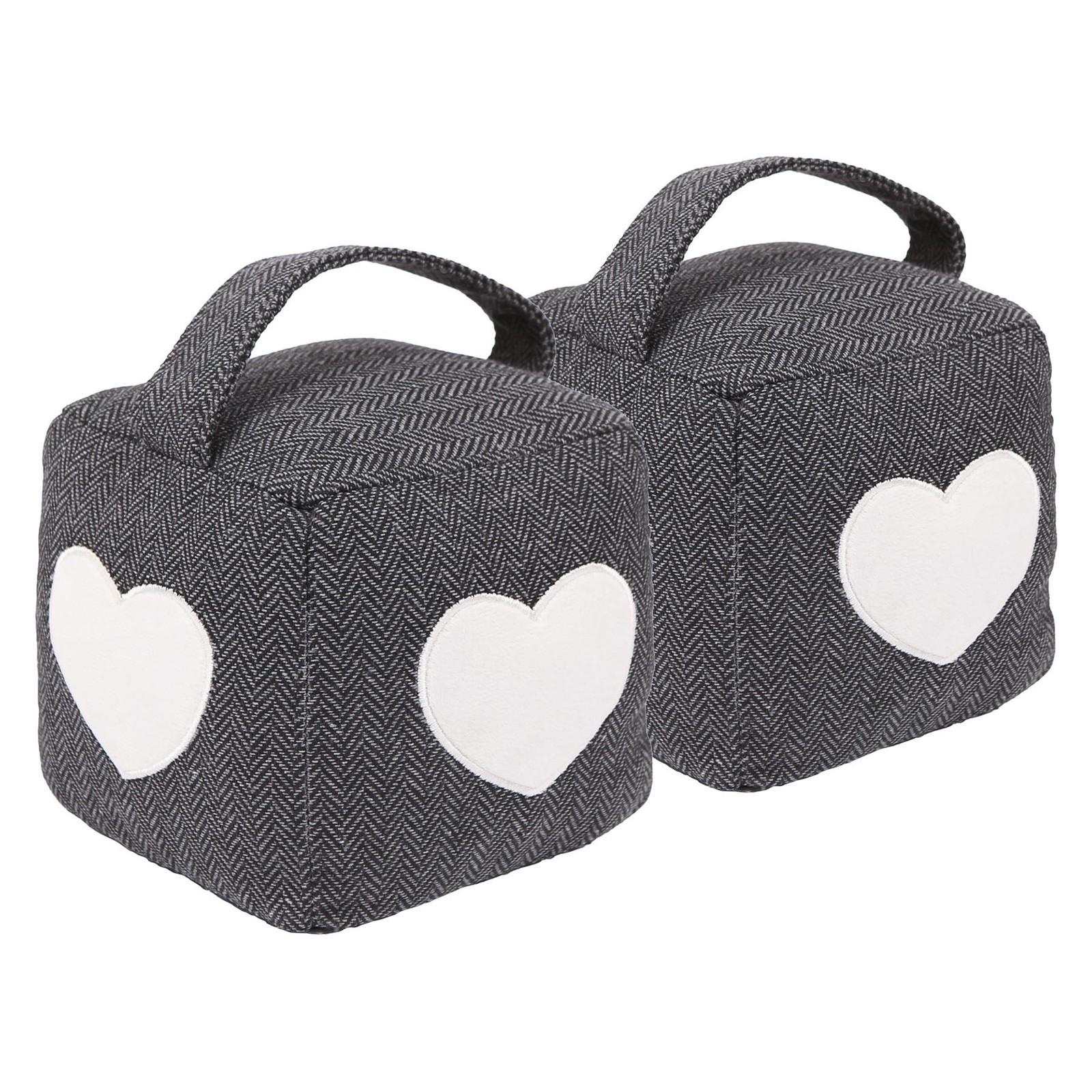 2x Herringbone Door Stops Country Cottage Decorative Interior Doorstop Heart
