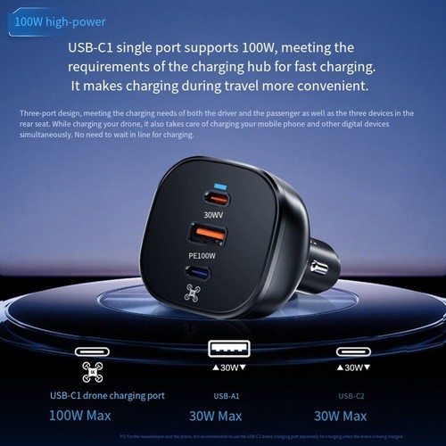 Fast Charging 130W Car Charger for Unmanned Aerial Vehicles with Design - Zdjęcie 9 z 15