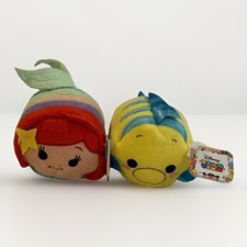 Disney Tsum Tsum Ariel Flounder Plush Stuffed Toy Little Mermaid Lot of 2 NEW