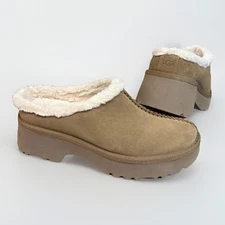UGG Women's 10 New Heights Cozy Clogs Suede Chestnut Slip On Wool Lining 1162510