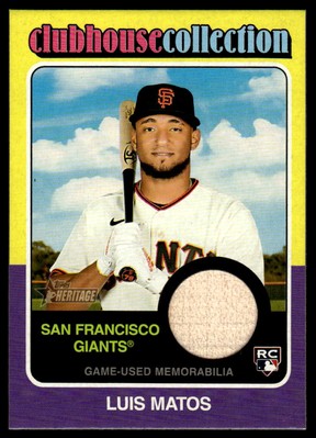 2024 Topps Heritage Luis Matos #CCR-LMA Clubhouse Collection Bat Relic RC Giants