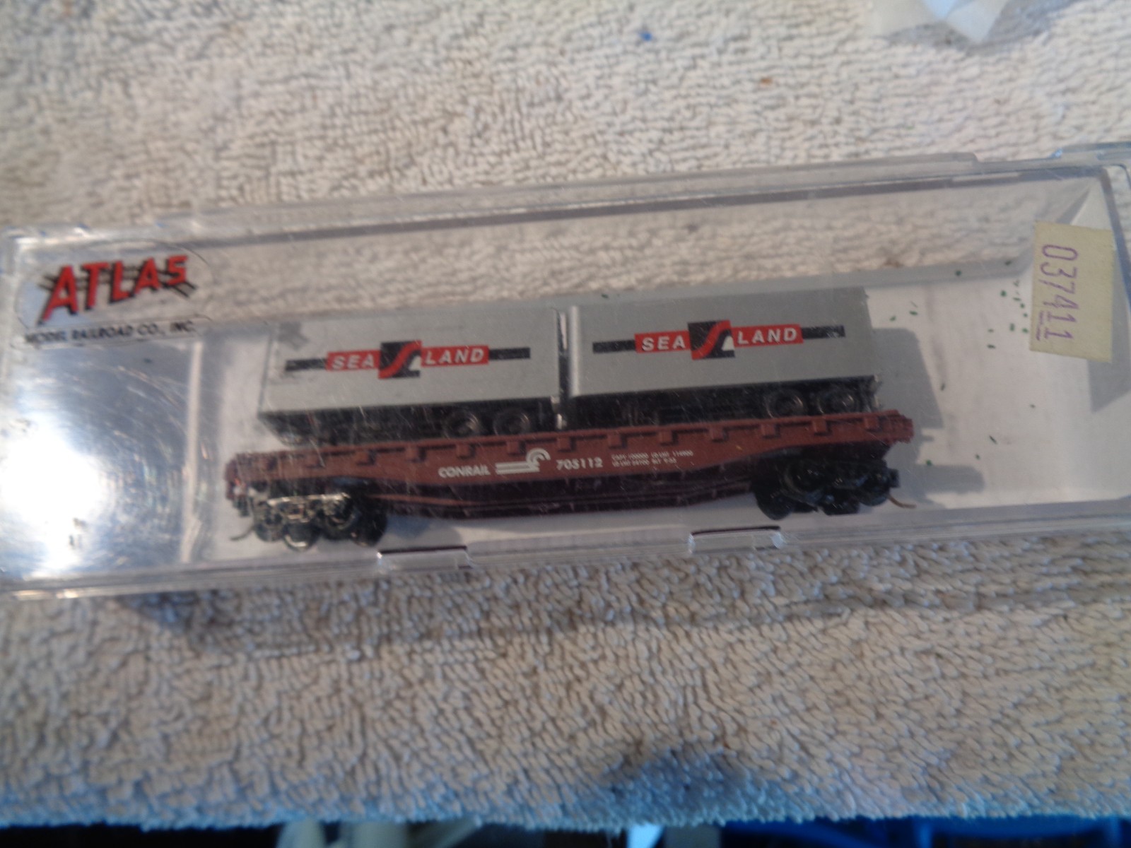 N Scale Atlas 37411 Conrail Sealand 50' Flat Car with Trailers 705112 C49688