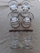 6 Kristallgläser mit Silberrand