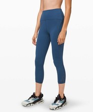 LULULEMON Wunder Under Crop High-Rise Blue Leggings size 8