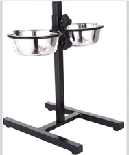 Elevated Dog Feeder Bowl LARGE Pet Feeding Station Stainless Steel Bowls 