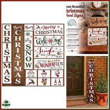 Christmas Stencils for Painting on Wood - Vertical Merry Christmas  Let it Snow