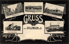 Postcard Dillingen an der Donau in northern Swabia, Königstraße,... - 10089245