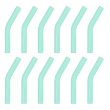 12Pcs Silicone Straw Elbows Tip Fit for 8mm/0.31" OD Straws, Mint Green