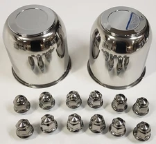 2-Pk Trailer Wheel Lug Cap Sets Stainless Hub Cover 12 Capped Nuts 3.75 Center