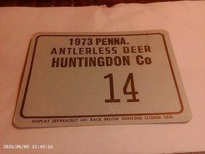 HUNTINGDON COUNTY, PA. ***2 DIGIT HUNTING LICENSE MINT AND SO RARE.--***14***--