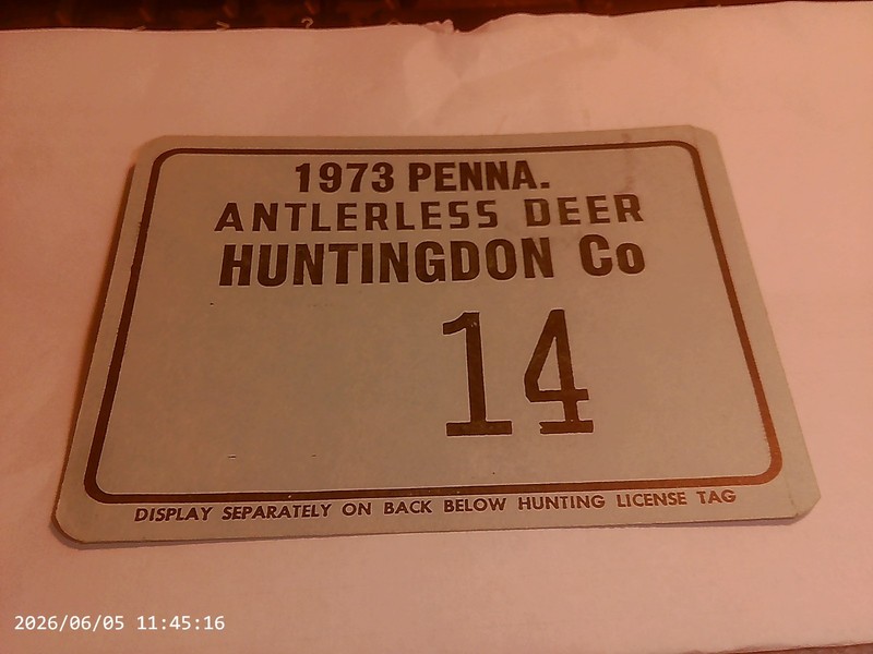 HUNTINGDON COUNTY, PA. ***2 DIGIT HUNTING LICENSE MINT AND SO RARE.--***14***--