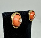 Victorian Coral Old Mine Cut Diamond Earrings 14K Gold Antique Star Motif 1860 — photo 7