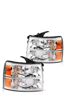 Headlights OE Replacement Clear Lens I Chrome Housing I Amber Reflector