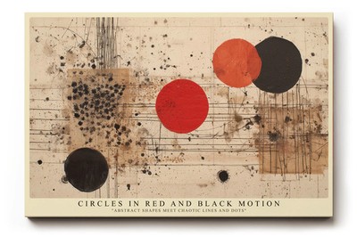 Paul Sinus Wandbild Circles in Red and Black Motion Abstract Shapes Meet