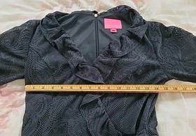 Lilly Pulitzer Tiki Romper - Black Lace & Ruffles - Size Medium - Lace Sleeves