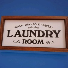 LAUNDRY SIGN,12"X6" NEW Wooden Framed. Classic, Simple,