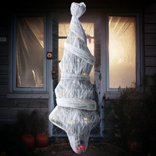 72" Halloween Hanging Cocoon Corpse Animated, Lighted Dead Body Prop for Indo...