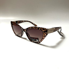 NWT GUESS Cat Eye Sunglasses G000090 Retro Leopard Acetate Brown Lens Gold Logo