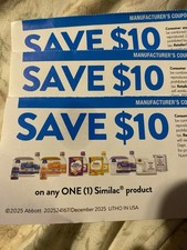 Three 3 Save 10 on any one Similac Product Coupon by 7/31/26 30value