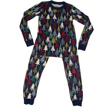 Hanna Andersson Christmas Pajamas Kids Sz 8 Organic Cotton Trees Holiday Festive