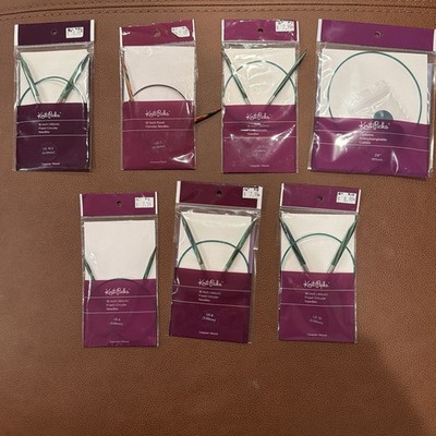 Knitpicks Lot of 7 Short 16'' Fixed Circular Needles.  Mixed colors/sizes. 