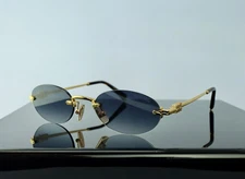 Miu Miu Logo SMU A54S ZVN8O Gold / Blue Lens Round Sunglasses 100% UV