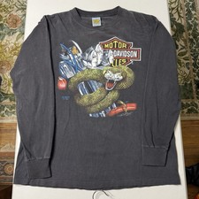 Harley Davidson 1990 3D Emblem Long Sleeve T Shirt