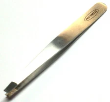 4" Eyebrow Tweezers Slanted Tip Stainless Steel Beauty Tool CLASS SILVER