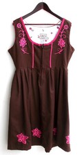 Damen Trachten Dirndl ärmellos braun m. Stickerei Gr. 44 v. Gaudi Leathers