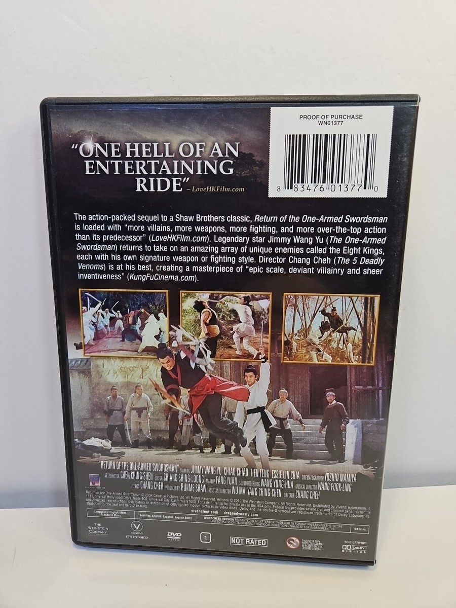 The Return of the One-Armed Swordsman (DVD, 1969, Shaw Brothers