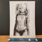 5-03-18 1385  original 8x12 hand drawn 1/1 art tiago silva sketch / harley quinn