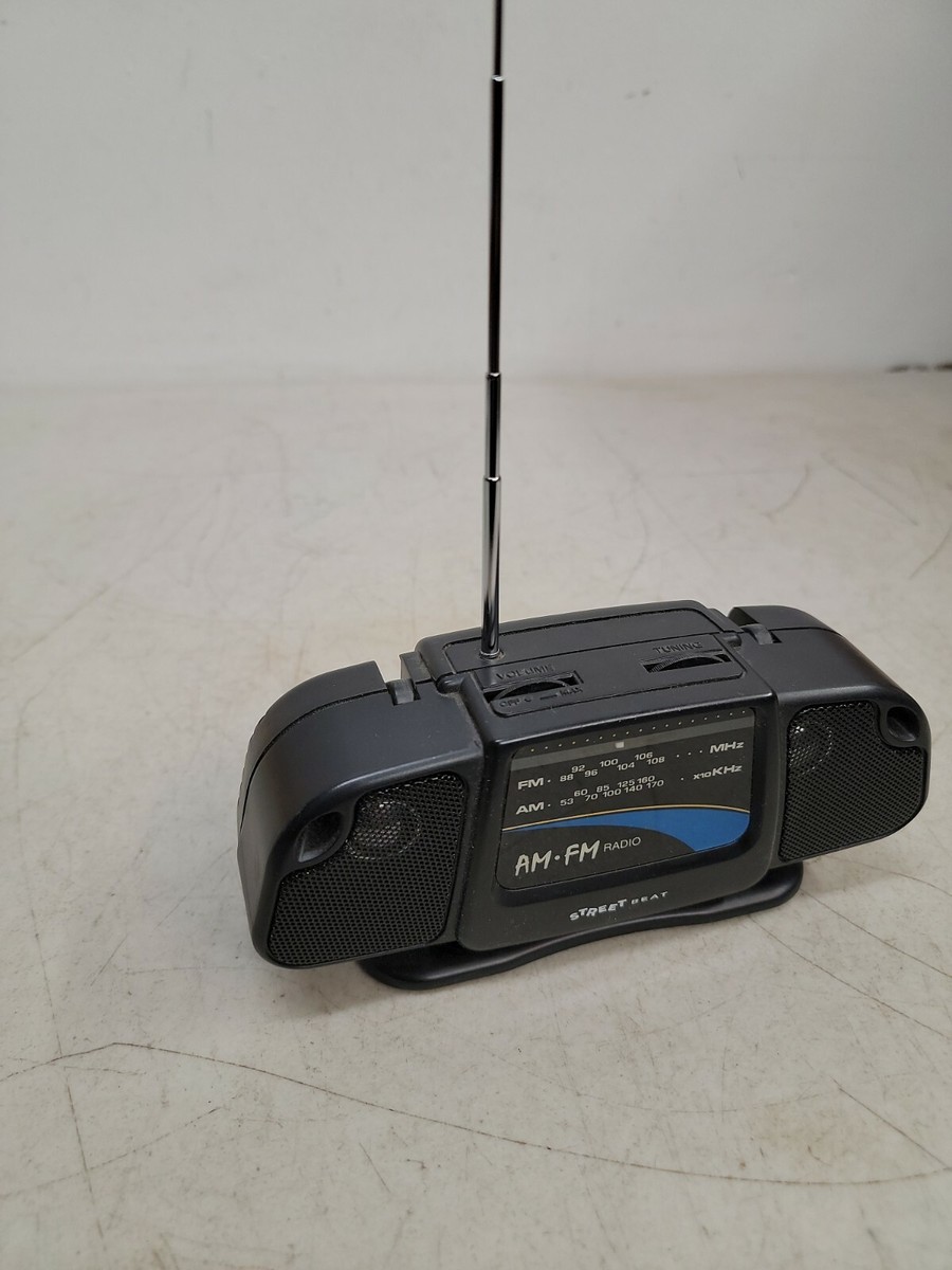 Vintage 1996 Street Beat AM/FM Radio Player Black Mini BoomBox