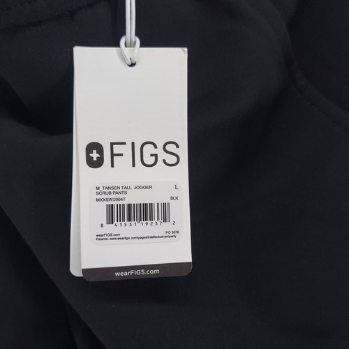 Figs Tall Jogger Scrub Pants men size large black medical uniform pockets - Picture 9 of 11