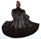 US5317 REAL MINK FUR COAT FEMALE SKINS RANCH MINK WIDE HEM SIZE 2XL - NERZMANTEL