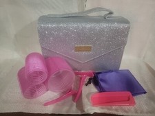 18 Hair Rollers, 10 Clips, 1 Comb, Bag,  Glitter Storage Case