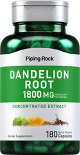 Dandelion Root Capsules  1800mg  180 Count  Non-GMO  by Piping Rock