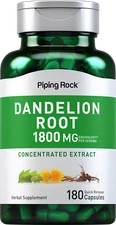 Dandelion Root Capsules | 1800mg | 180 Count | Non-GMO | by Piping Rock