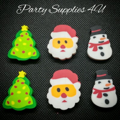 6 x Weihnachtsradierer/Gummis/Strumpf/Party/Taschenfüller/Kinder/Spaß/Advent/Weihnachtsmann