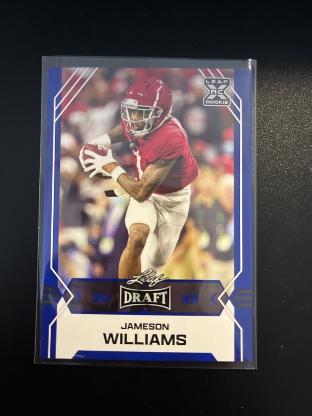 2022 Leaf Draft Football Blue Jameson Williams #08 Lions