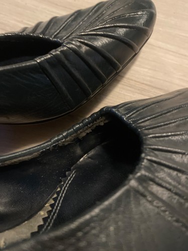 Naturalizer ALLIE women's Black Leather Pleated Round Toe slip on 3 inch Heels 8 - Picture 3 of 8