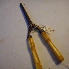 VINTAGE Hair Curling Iron with Wood Handles Spring Loaded