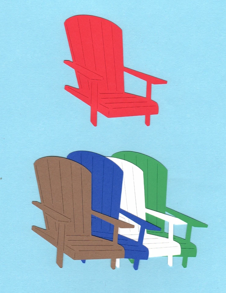 Silla de playa troquelada, 3" de alto, 5 piezas - Adirondack, álbum de recortes, tarjeta de felicitación Foto 2 de 2